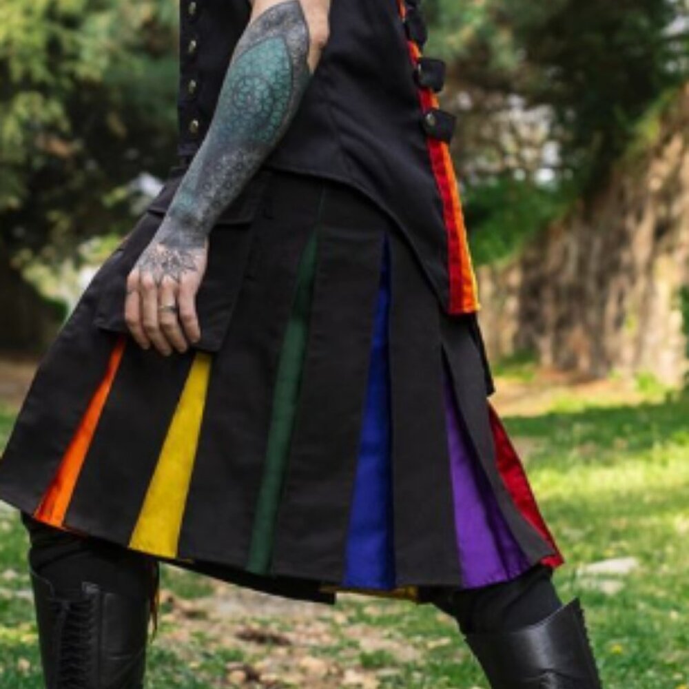 Pride Rainbow Utility Hybrid Kilt Men’s Cargo Festival Kilt
